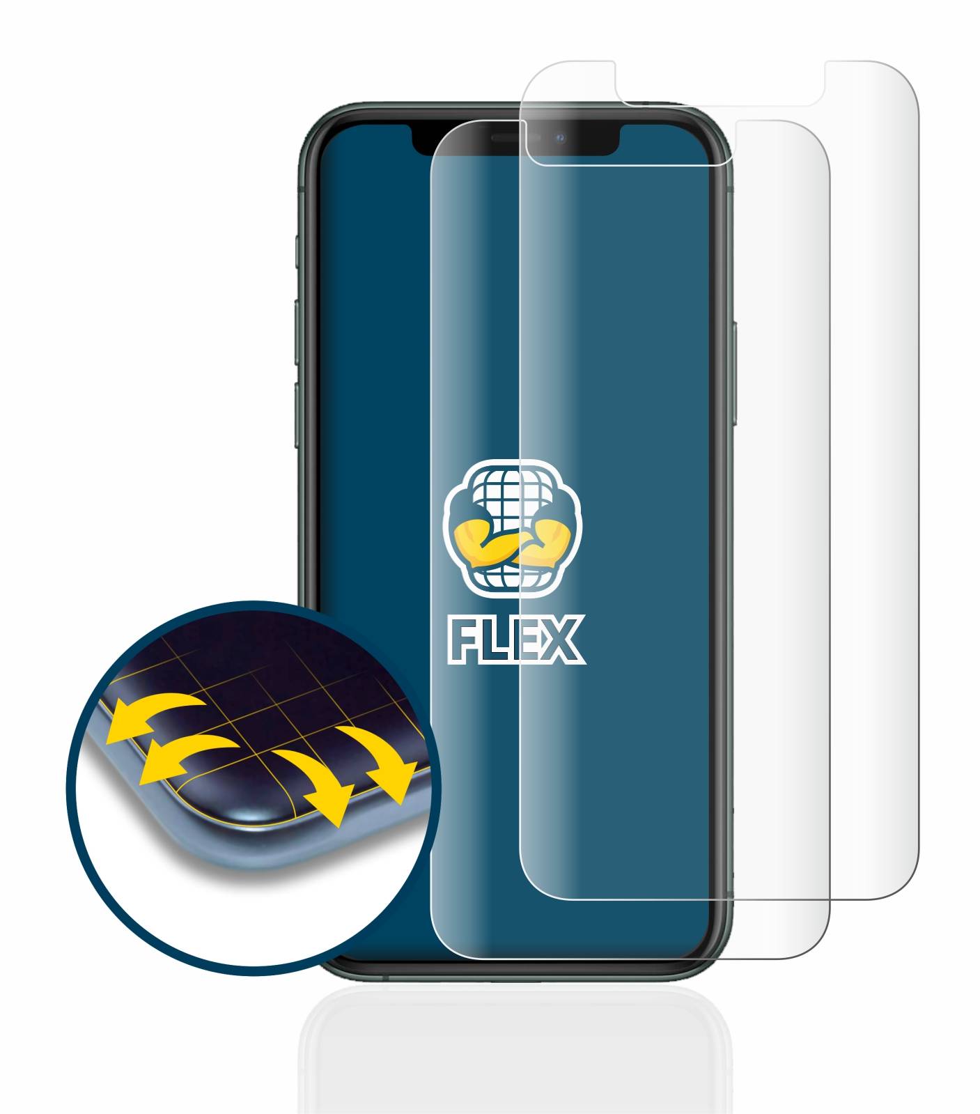 2x BROTECT Flex Fullscreen Schutzfolie für Apple iPhone 11 Pro Full-Screen 3D Curved Transparent-3