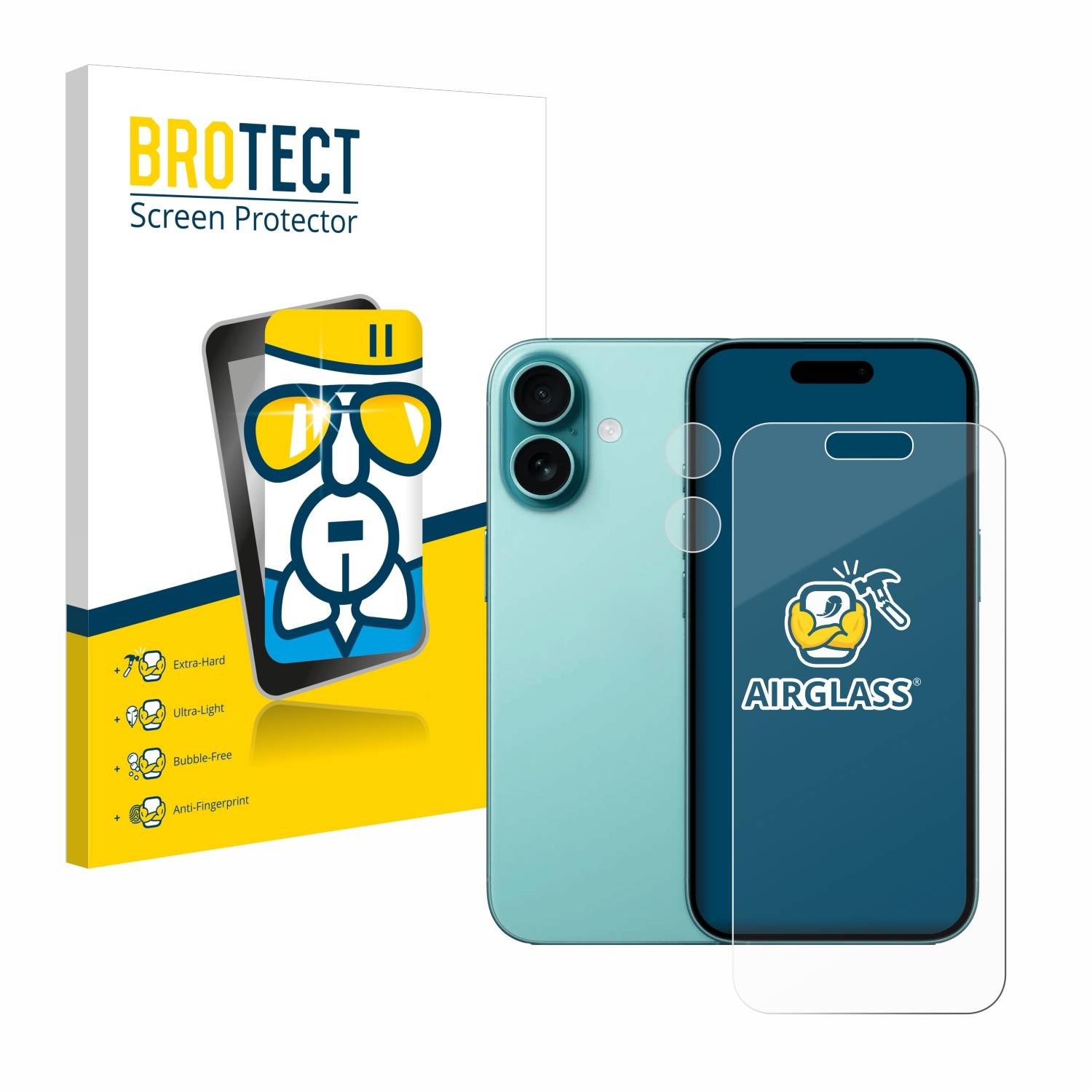BROTECT Schutzglas für Apple iPhone 16 (Display+Kamera) Schutzfolie Panzer Folie Glas Display Schutz klar-0