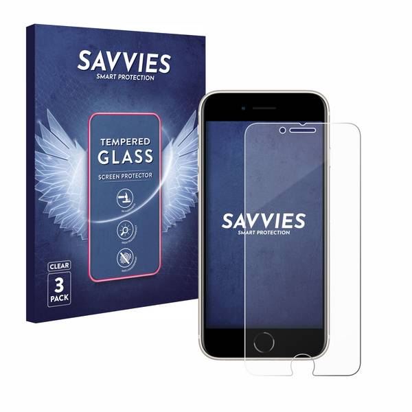 3x Savvies Schutzglas für Apple iPhone SE 3 2022 Echtglas 9H-Härte klar