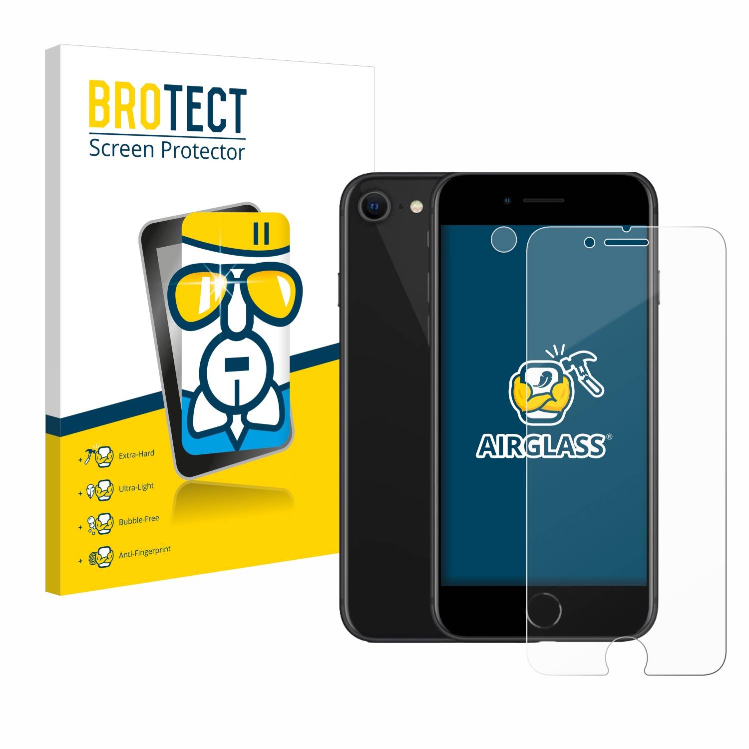 BROTECT Schutzglas für Apple iPhone SE 2 / SE 3 (Vorderseite + Kamera) Schutzfolie Panzer Folie Glas Display klar-0
