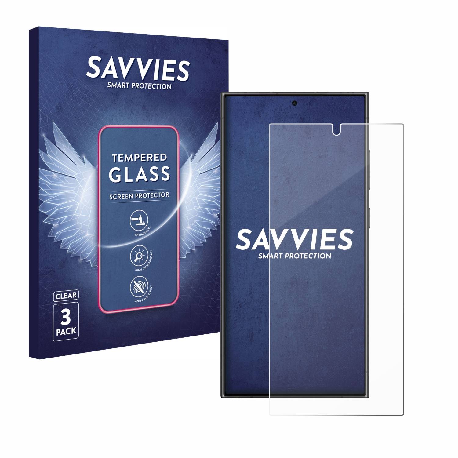 3x Savvies Schutzglas für Samsung Galaxy S24 Ultra (case-friendly) Echtglas 9H-Härte klar-0