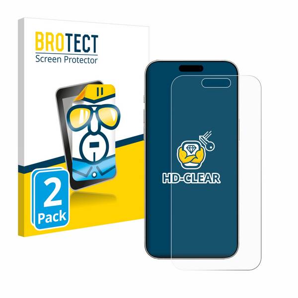 2x BROTECT Schutzfolie für Apple iPhone 16 Folie Klar Transparent