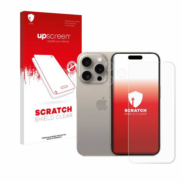 upscreen Schutzfolie für Apple iPhone 15 Pro (Display+Kamera) Kratzschutz Anti-Fingerprint Klar