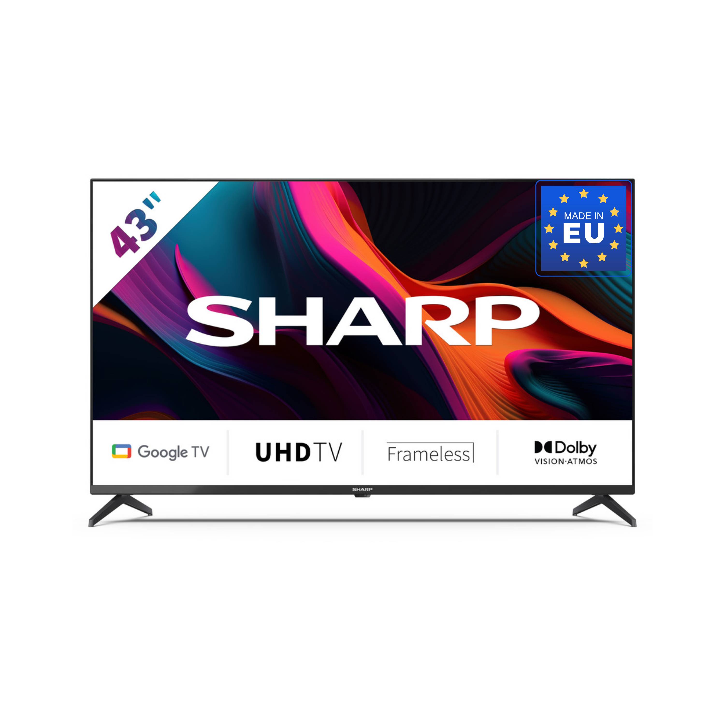 SHARP 43GL4260E – 43 Zoll Fernseher 4K UHD LED Google TV – Rahmenloses Design, Dolby Vision, Dolby Atmos, HDMI eARC-0