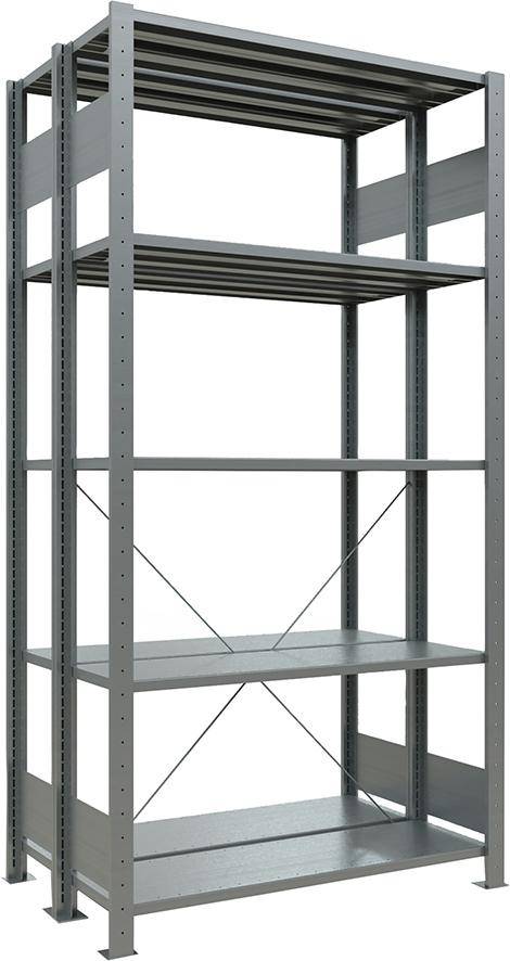 Steckregal B1000xT2x600xH2000 mm Grundfeld 5 Böden vzk Fachlast 150kg - Artikel: 7830491564-0