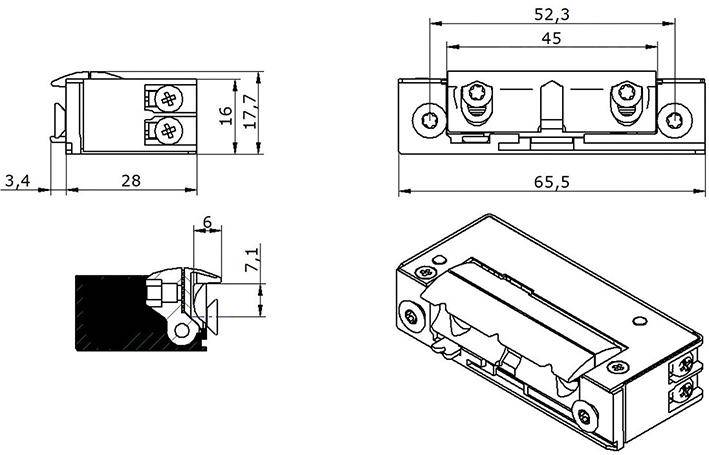 E-Öffner 5U1X10 9-24V AC/DC Strom mech.E - Artikel: 8431922078297-1