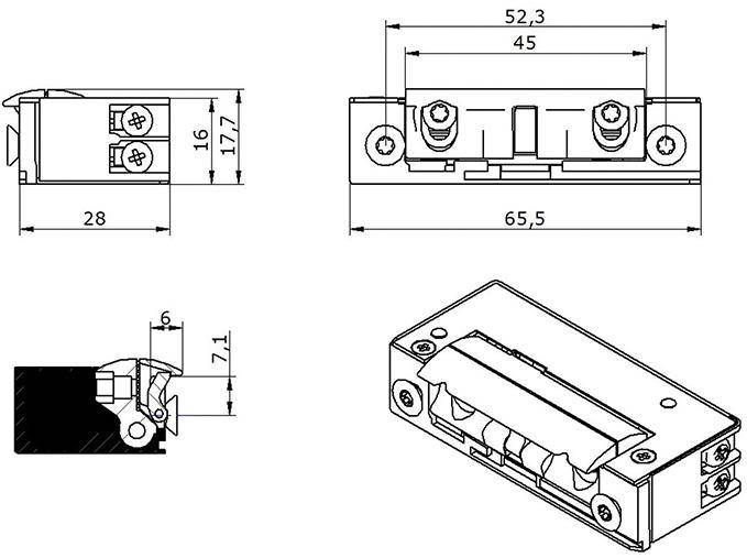 E-Öffner 52B10 6-14V AC/DC Strom mech.A - Artikel: 8431922082522-1