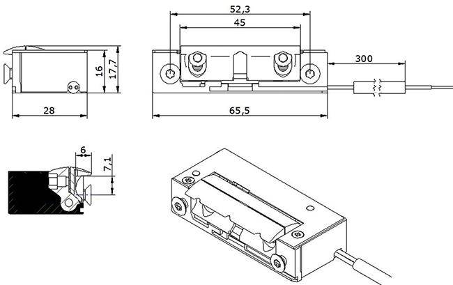 E-Öffner 5UW4X10 12V DC Ruhestrom, IP68 - Artikel: 8431922115701-1