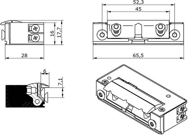 E-Öffner 50B10 6-14V AC/DC Arbeitsstrom - Artikel: 8431922043707-1