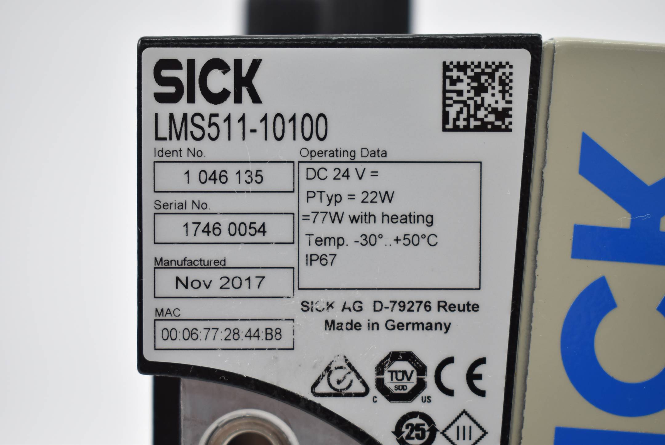 Sick LMS511-10100 PRO, LiDAR-Sensor, P/n: 1046135-4