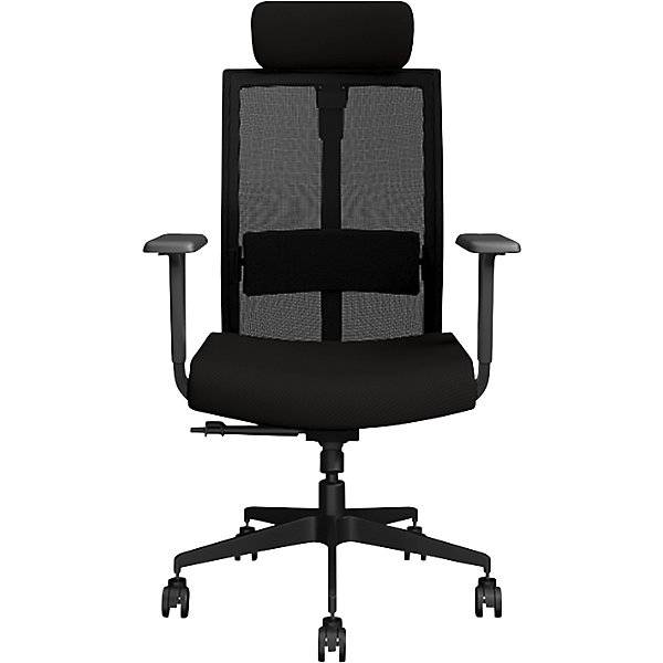 Bürostuhl AERO mit Armlehnen schwarz mit Kopfstütze. TAKKT Industrial & Packaging GmbH 83349649-1