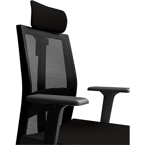 Bürostuhl AERO mit Armlehnen schwarz mit Kopfstütze. TAKKT Industrial & Packaging GmbH 83349649-4