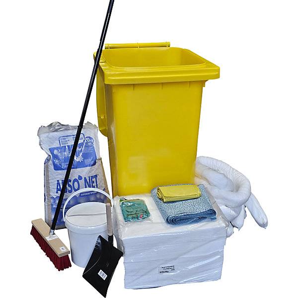 Leckage-Notfallset in Kunststoff-Tonne Bindung 200 Liter Ausführung Öl weiß. TAKKT Industrial & Packaging-0