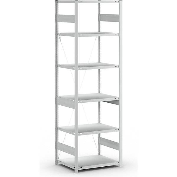 Schwerlast-Steckregal einseitig HxBxT 2500 x 750 x 600 mm grau Grundregal. TAKKT Industrial & Packaging GmbH-0