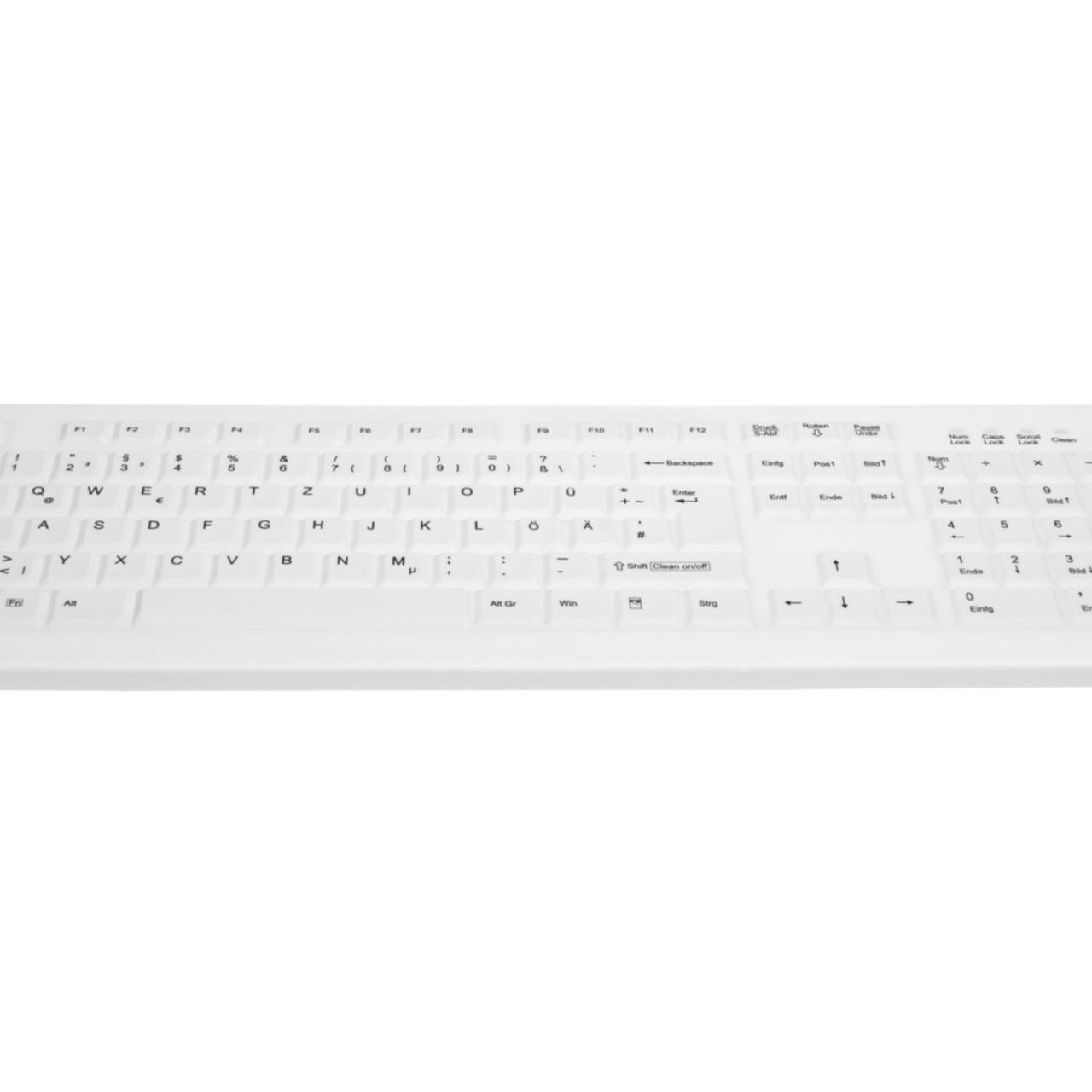Contour Active Key AK-C8100F Medical Key USB Hygiene-Tastatur Deutsch, QWERTZ Weiß Silikonmembran, Geeignet f. Wischdesi-2