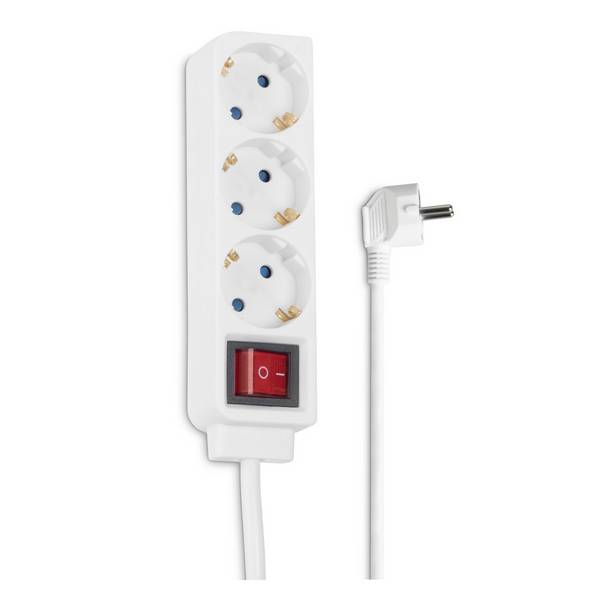 hama 00137322 Steckdosenleiste, 3-fach, mit Schalter, 1,4 m, Weiß