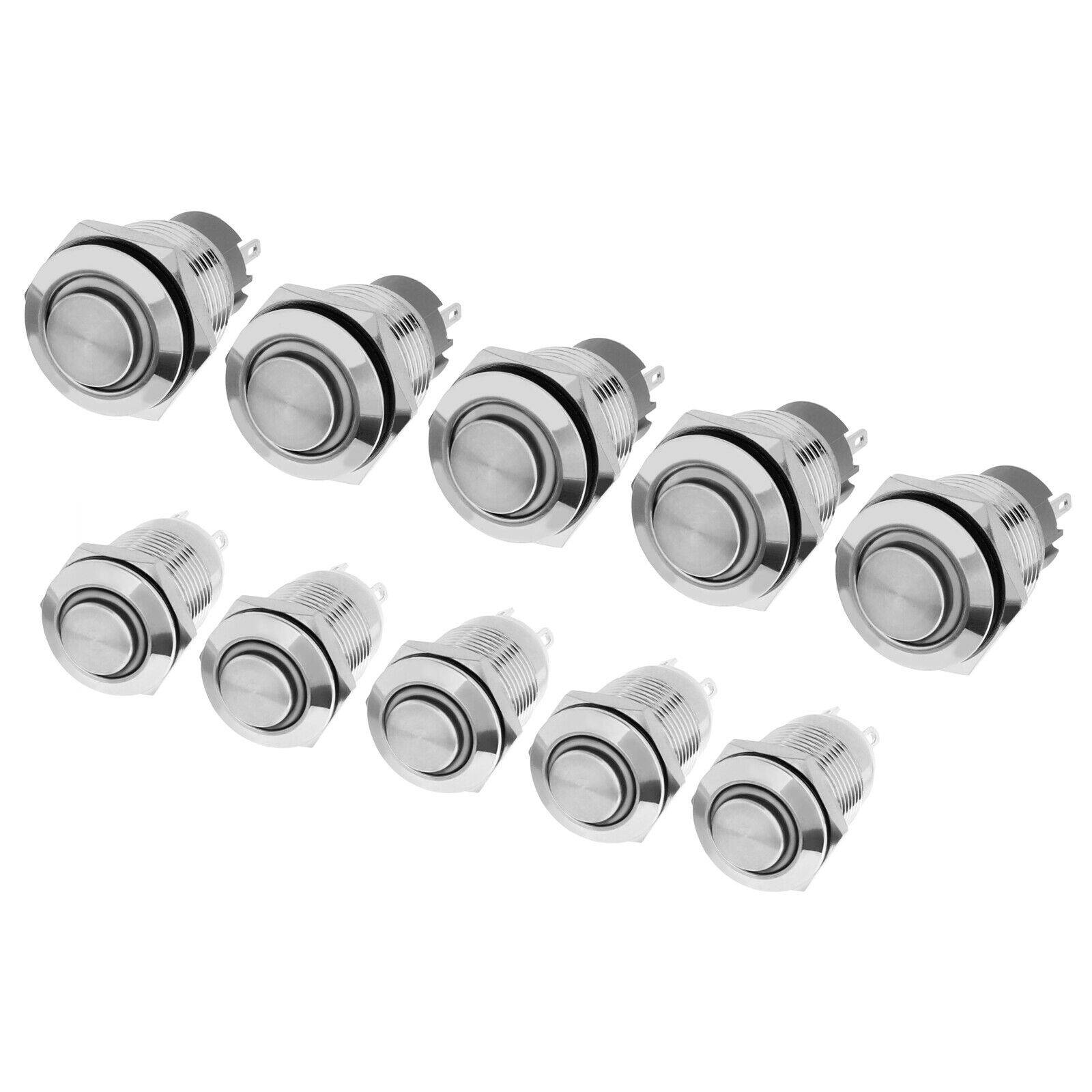 Taster Schalter 12V LED Beleuchtung Klingel Drucktaster Druckschalter Edelstahl 16mm Taster Blau-1