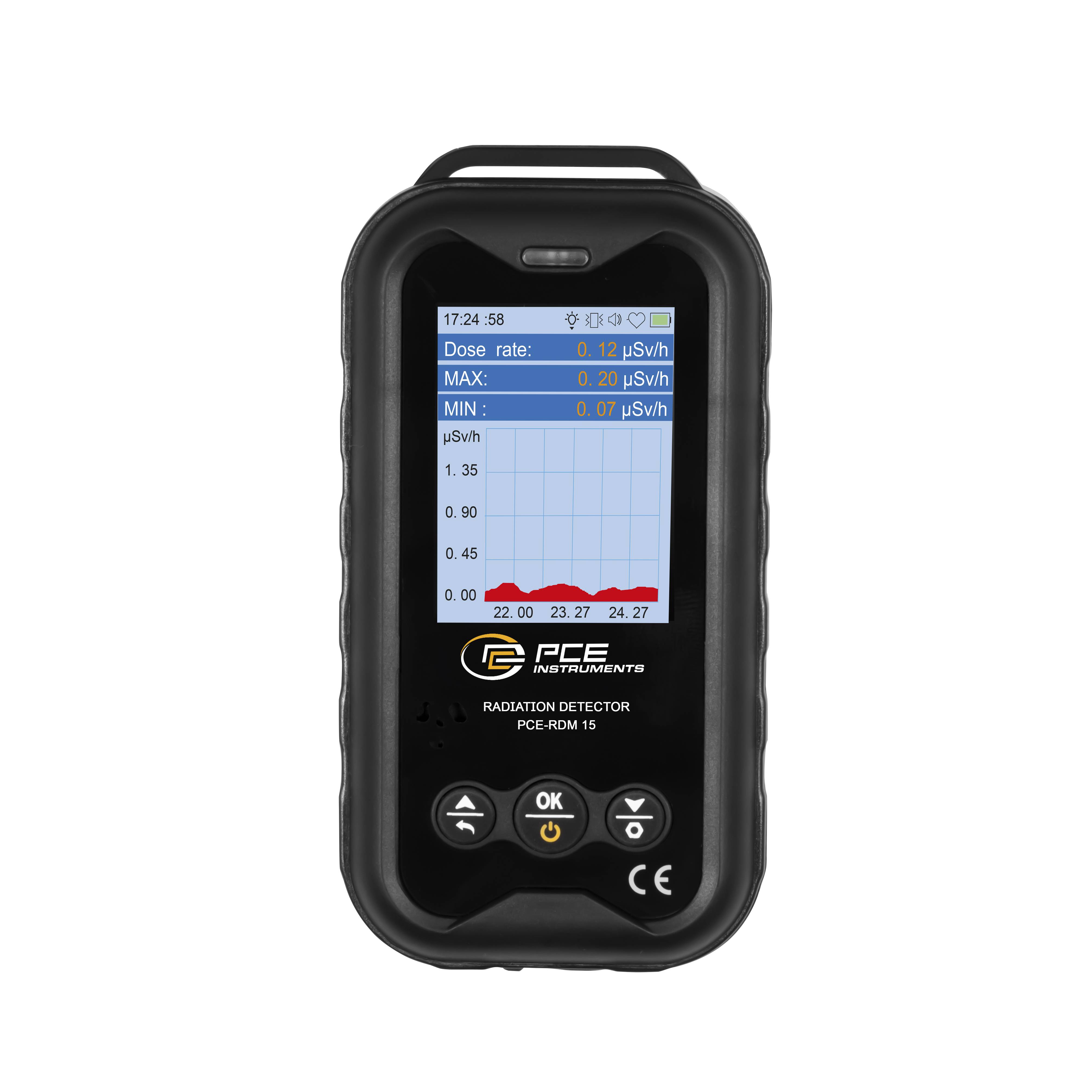 PCE Instruments PCE-RDM 15 Geiger-Müller-Zählrohr Strahlung: Gamma, Röntgen, Beta akustischer Warnton, inkl. Dosimeterfu...