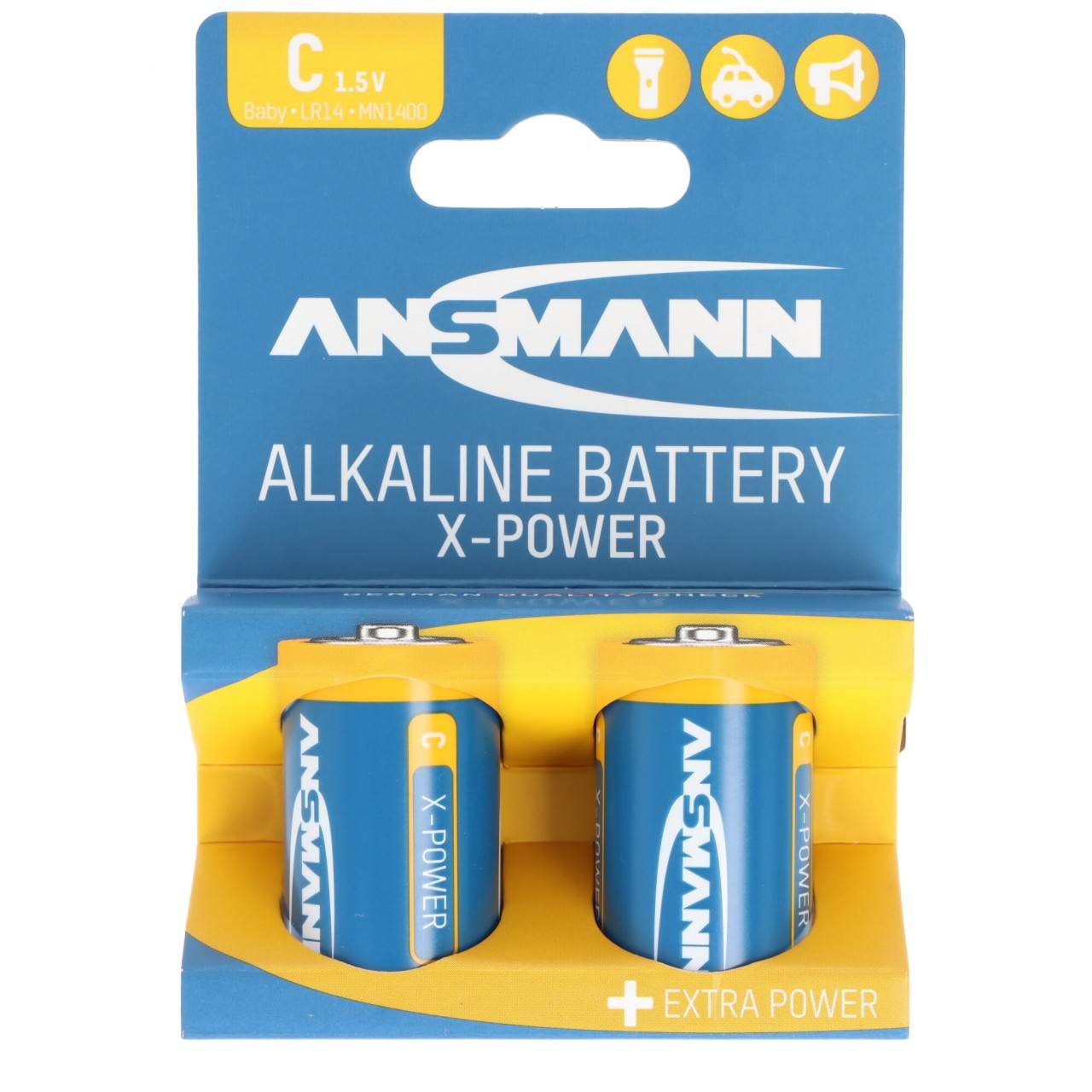 Ansmann X-Power Alkaline Batterie Baby C, LR14, 2er Papierblister-0