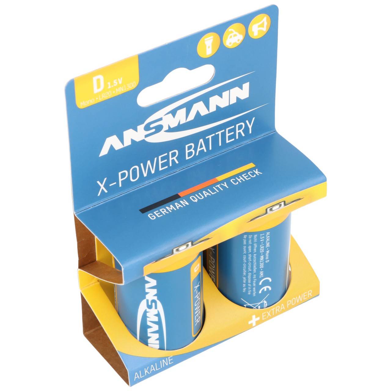Ansmann X-Power Alkaline Batterie Mono D, LR20, 2er Papierblister-2
