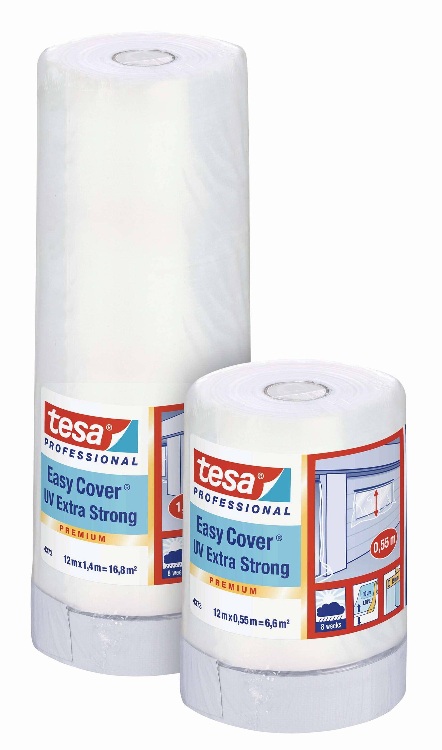 tesa 4370 Putzband UV Extra Oberflächenschutzklebeband, 12 m x 1400 mm, grau-weiss-0