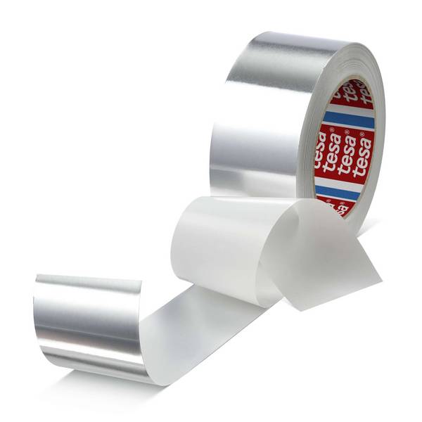 tesa 50525 Aluminiumklebeband mit Liner, 50 m x 50 mm, silber-grau