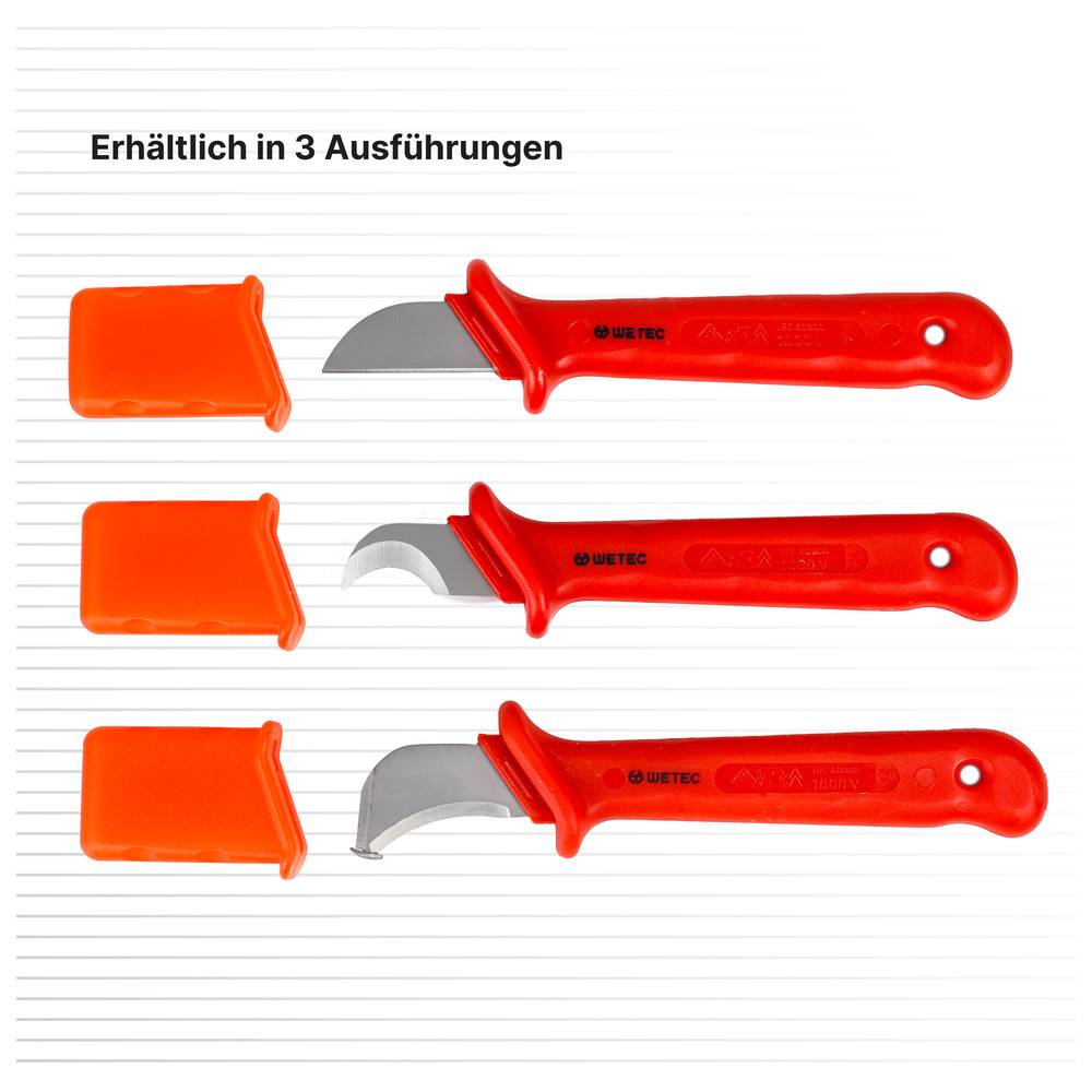 WETEC Abmantelungsmesser, Klinge mit Gleitfuß und Kappe, VDE-3