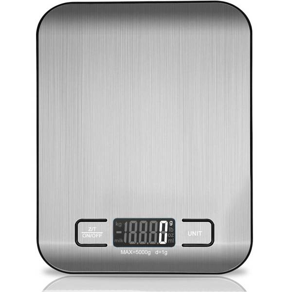 Digitale Küchenwaage 5 kg aus Edelstahl mit LCD-Display