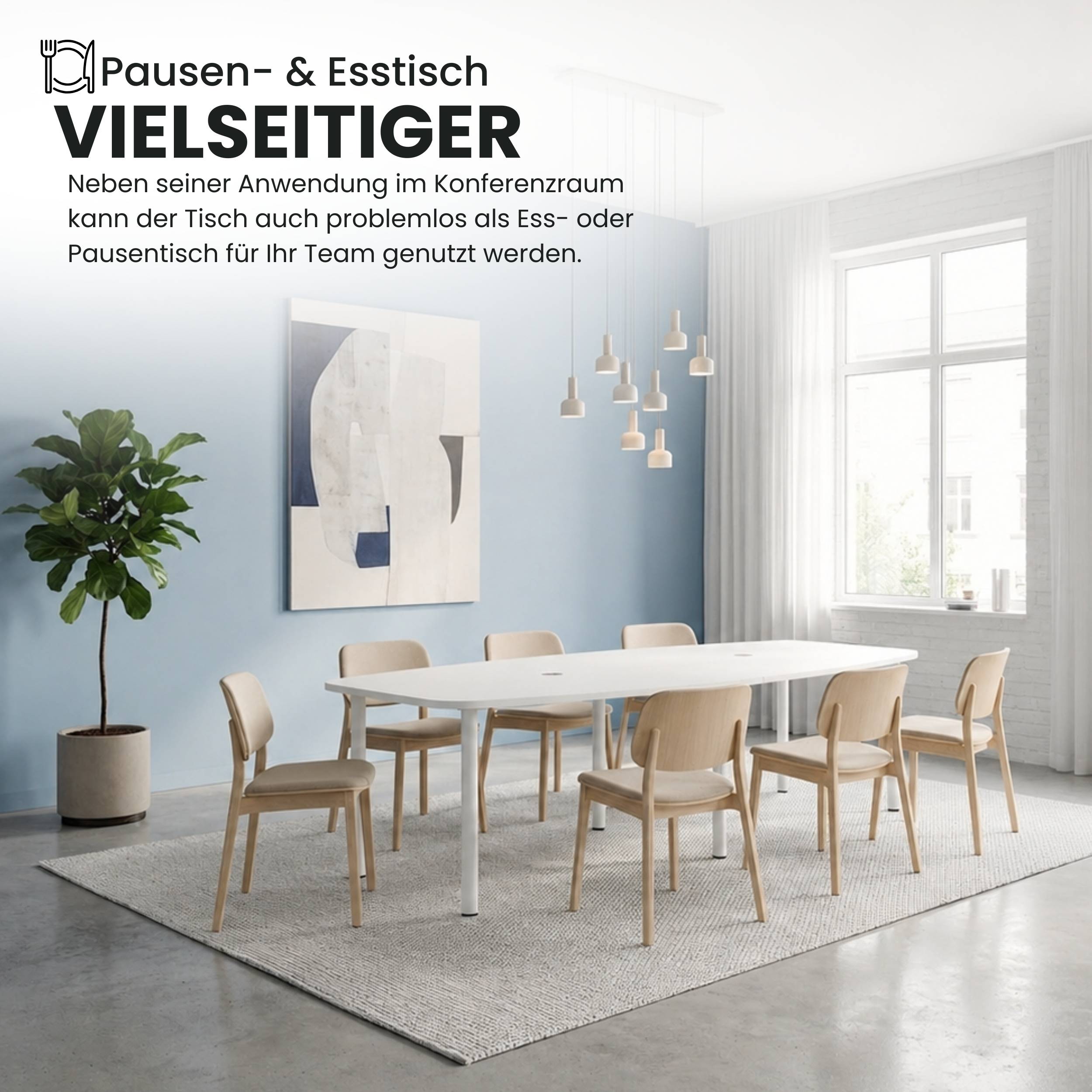 bümö Konferenztisch mittel KT28 - Dekor: Grau, tischfuss: Chromsäulen-2