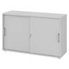 bümö Schiebetürenschrank office - 2 Ordnerhöhen - Griff: Chromgriff (Metall), Dekor: Grau
