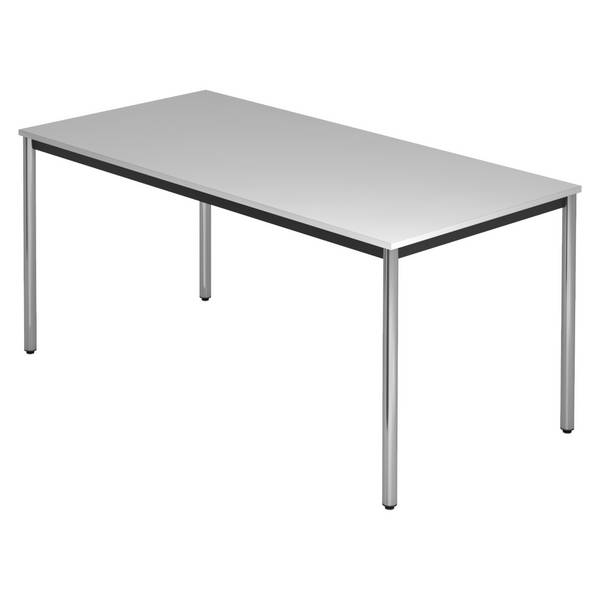 bümö Besprechungstisch Serie-D - Dekor: Grau, tischfuss: Rundrohr verchromt, Größe:  160x80 cm