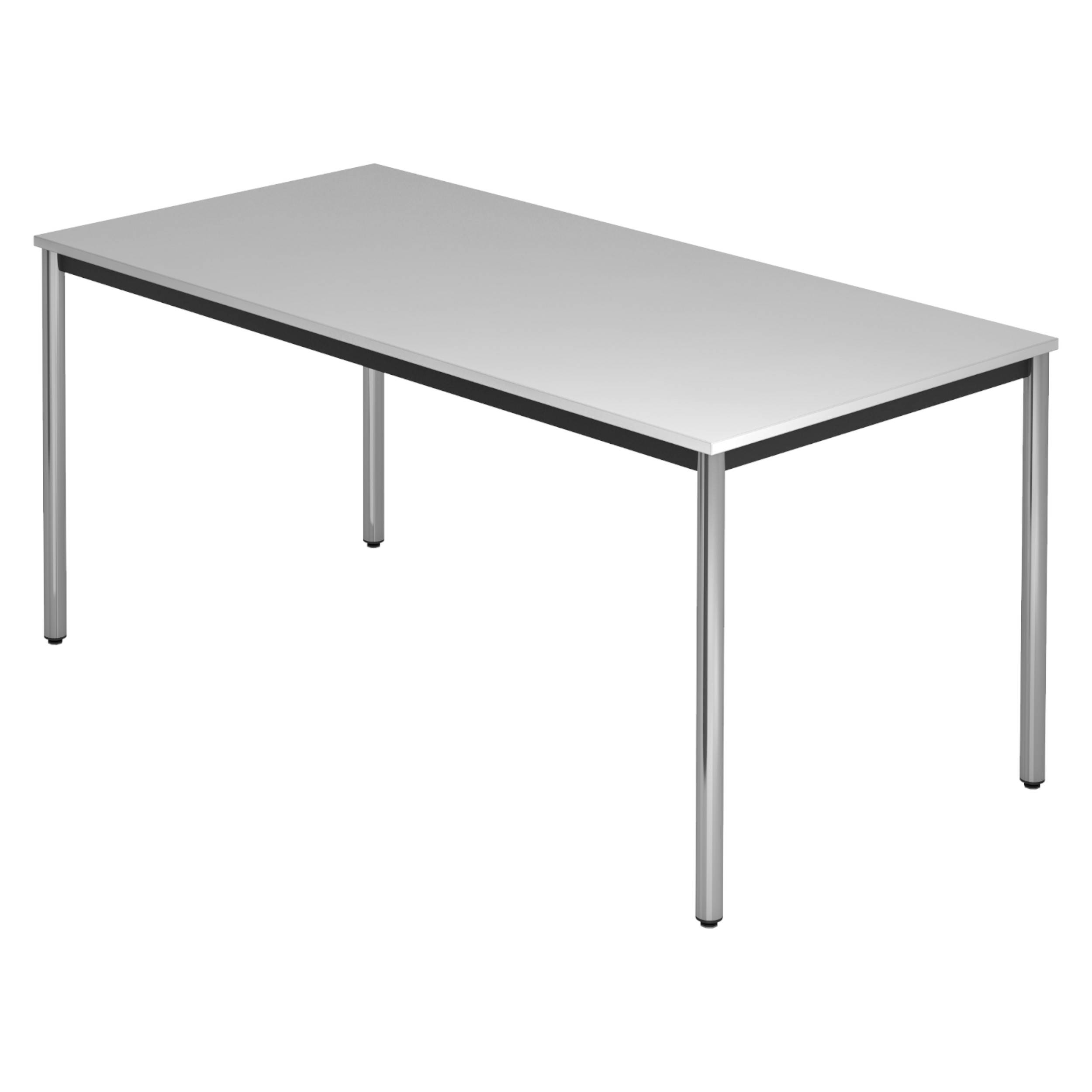 bümö Besprechungstisch Serie-D - Dekor: Grau, tischfuss: Rundrohr verchromt, Größe: 160x80 cm-0