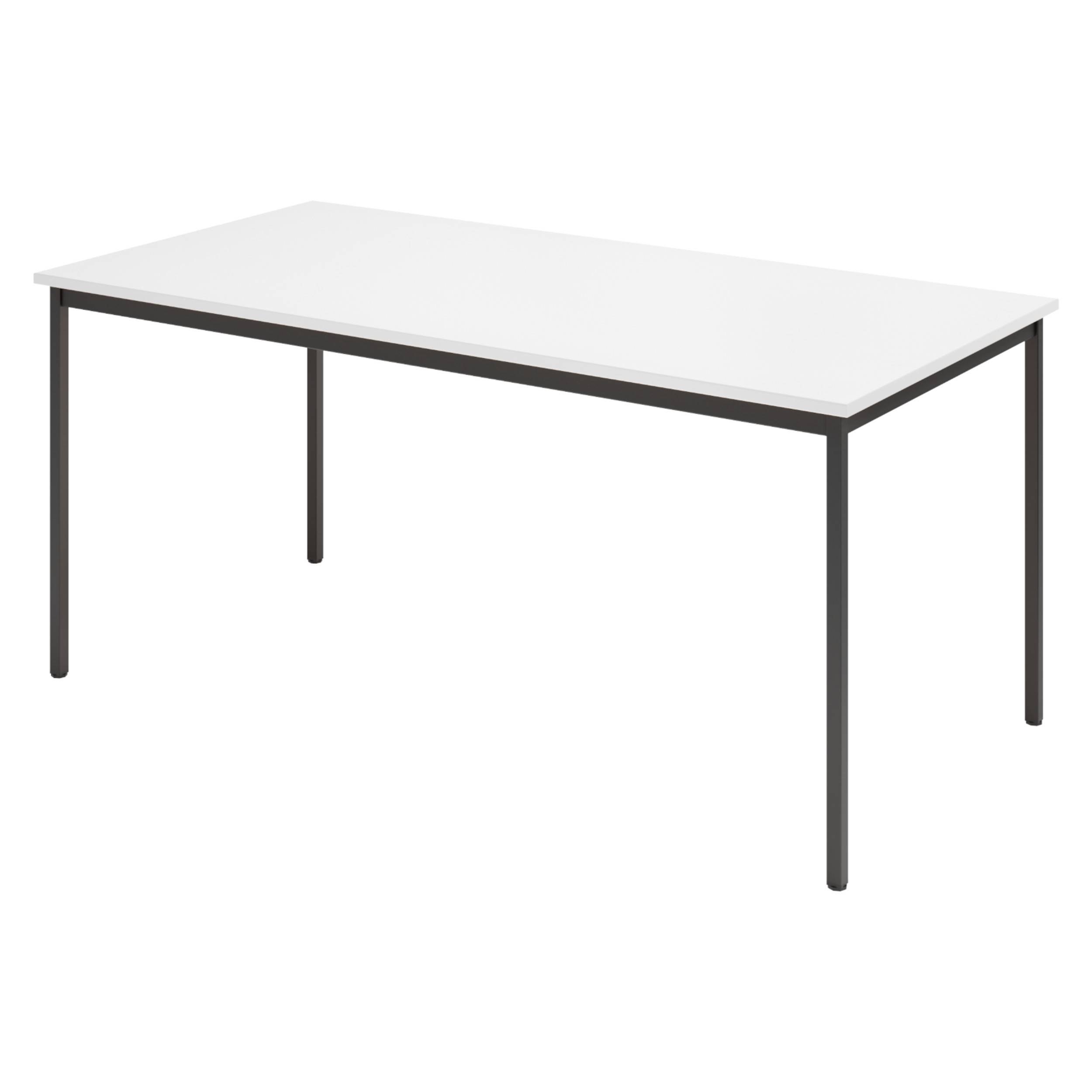 bümö Kantinentisch Serie-V - Größe: 160x80 cm, Optik: Weiß/Schwarz-0