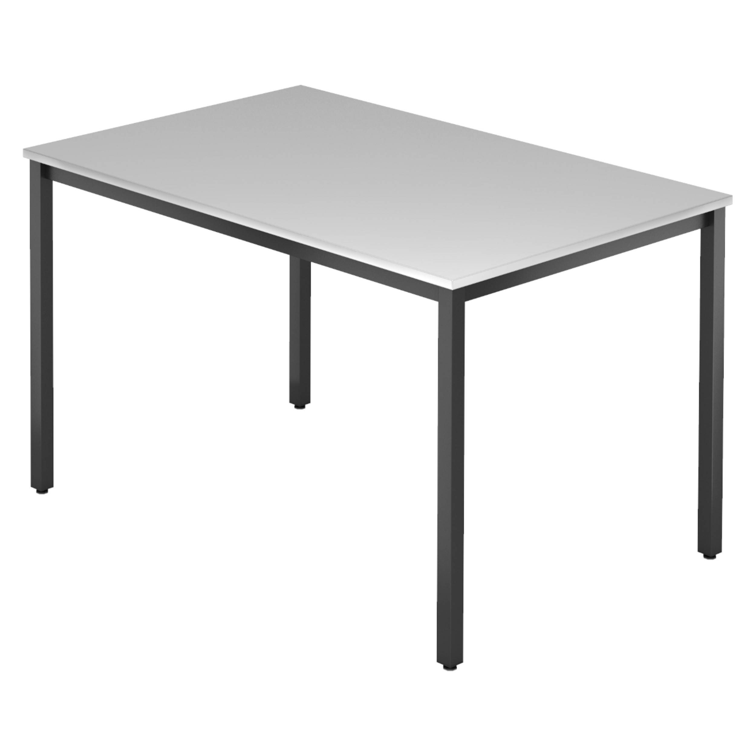 bümö Besprechungstisch Serie-D - Dekor: Grau, Größe: 120x80 cm, tischfuss: Vierkantrohr schwarz-0