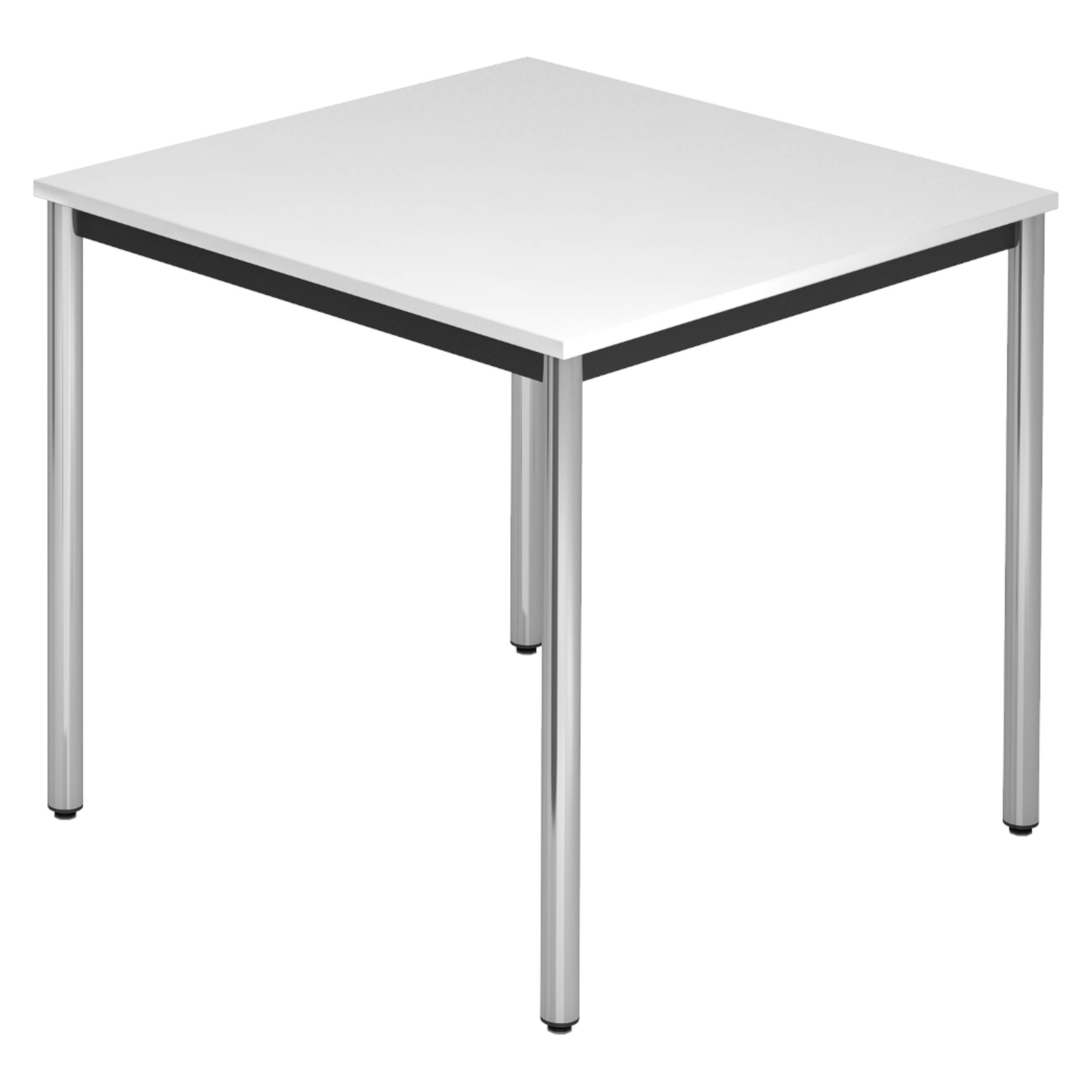 bümö Besprechungstisch Serie-D - Dekor: Weiß, Größe: 80x80 cm, tischfuss: Rundrohr verchromt-0