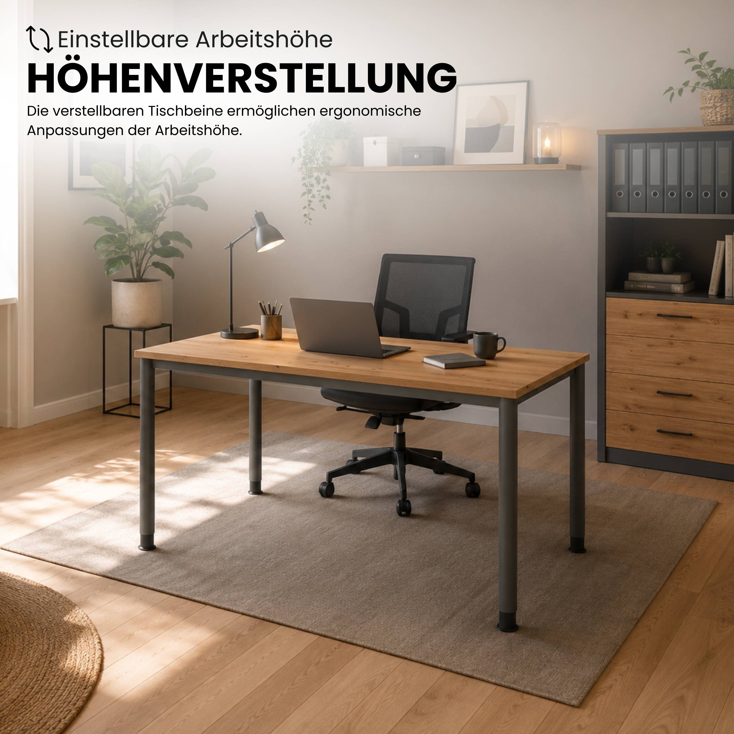 bümö Schreibtisch Serie-H - Dekor: Weiß, Größe: 160 x 80 cm, Gestell: Graphit-1