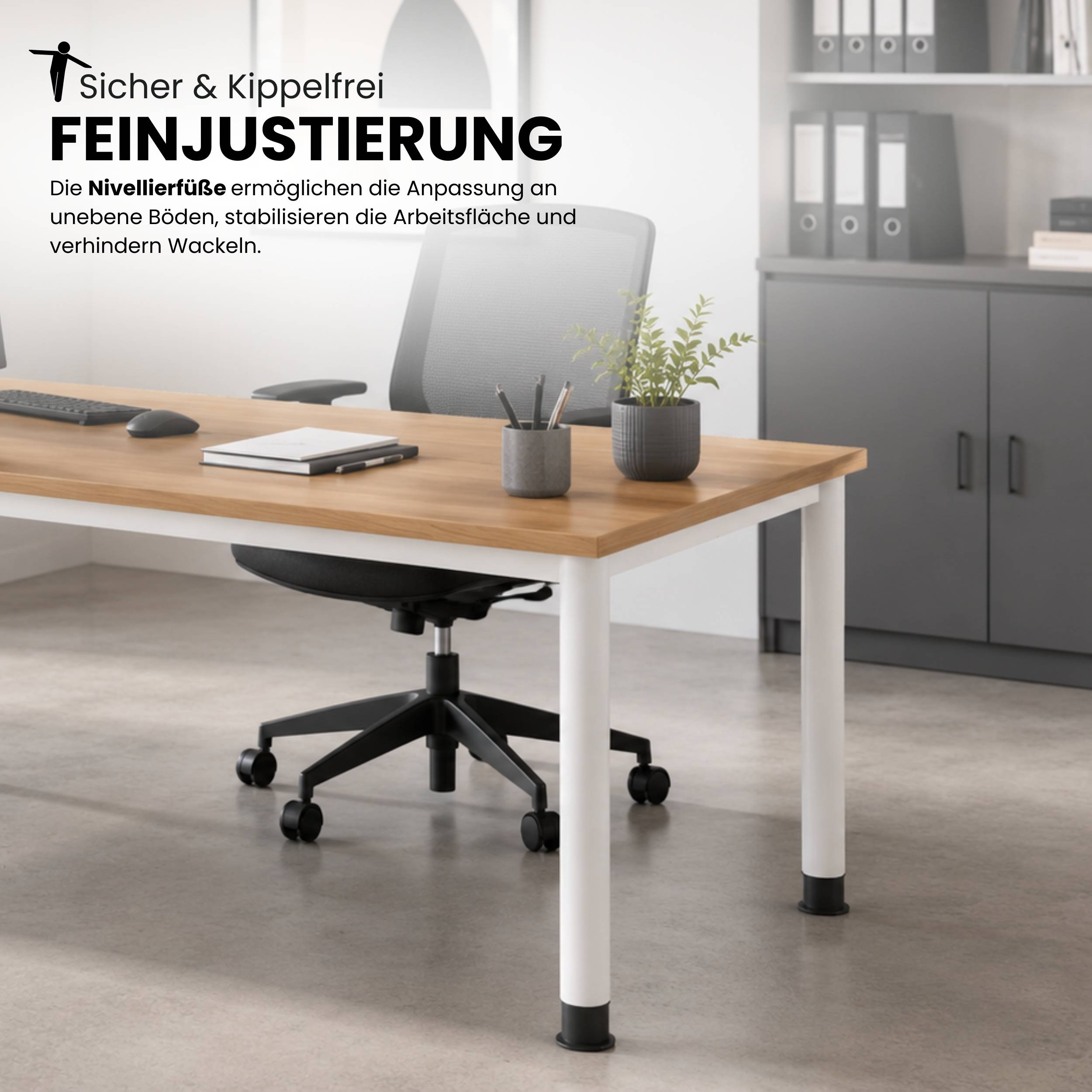 bümö Schreibtisch Serie-H - Dekor: Weiß, Größe: 160 x 80 cm, Gestell: Graphit-3