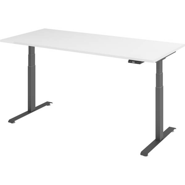bümö Schreibtisch elektrisch Lite - Dekor: Weiß, Gestell: Graphit, Größe:  180 x 80 cm