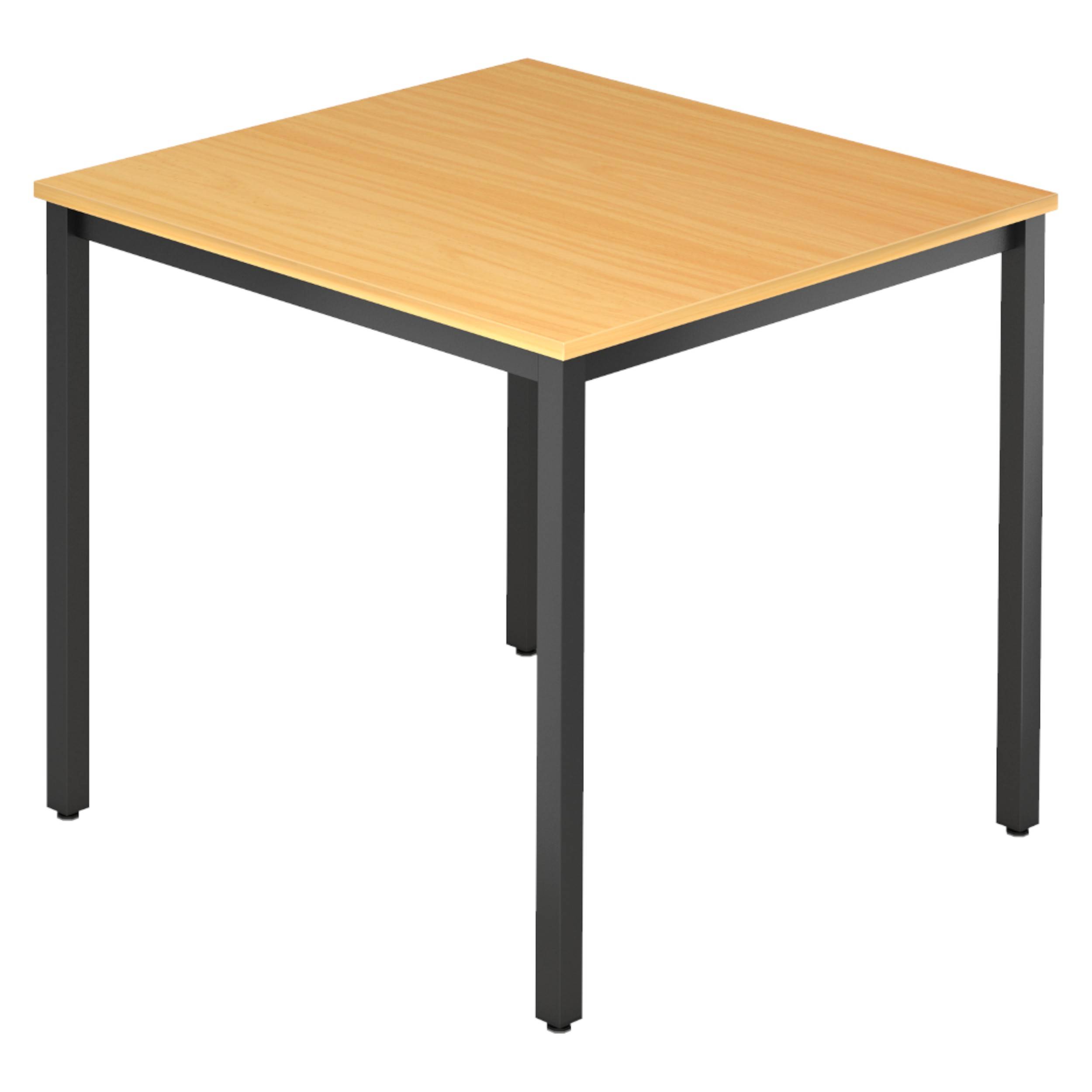 bümö Besprechungstisch Serie-D - Dekor: Buche, Größe: 80x80 cm, tischfuss: Vierkantrohr schwarz-0