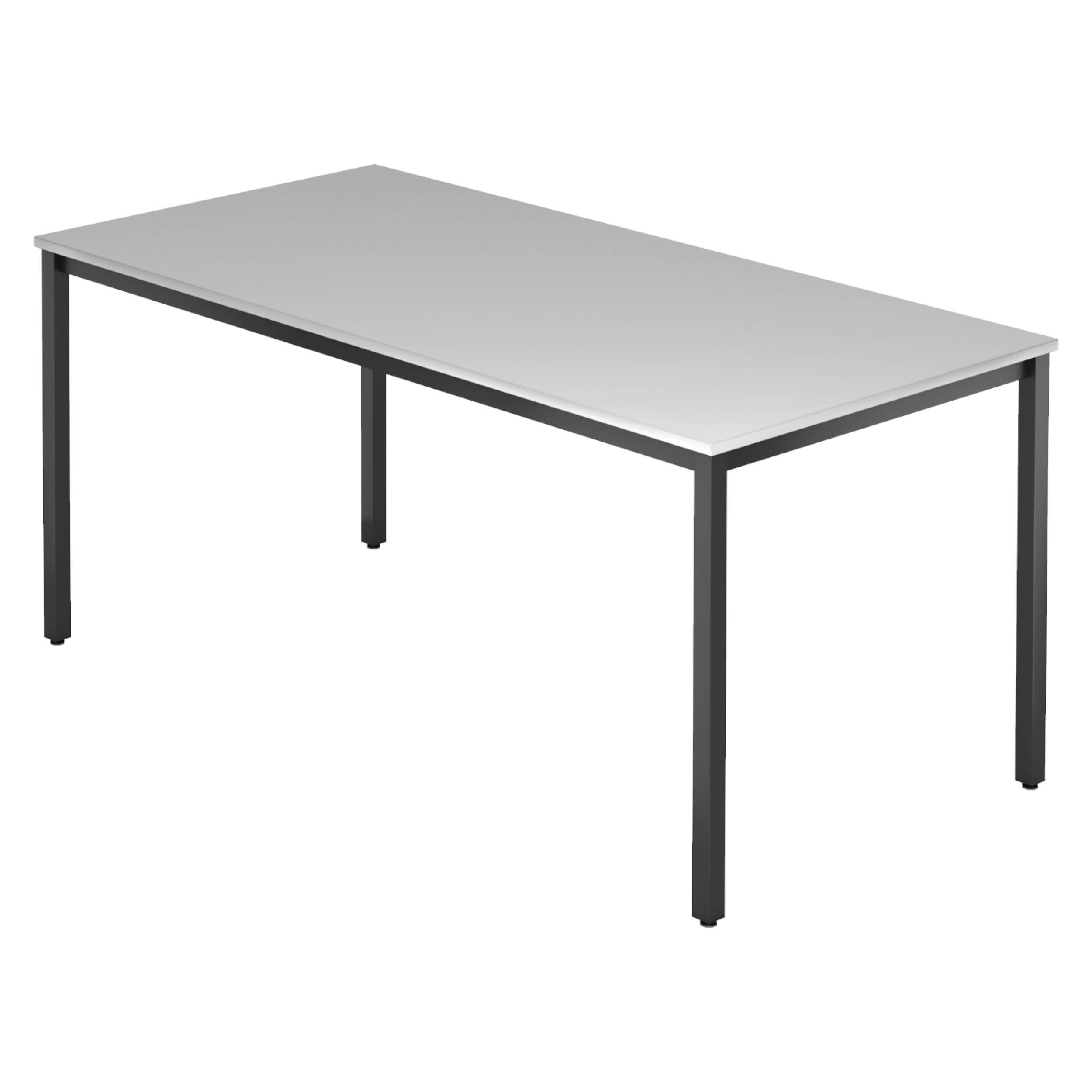 bümö Besprechungstisch Serie-D - Dekor: Grau, Größe: 160x80 cm, tischfuss: Vierkantrohr schwarz-0