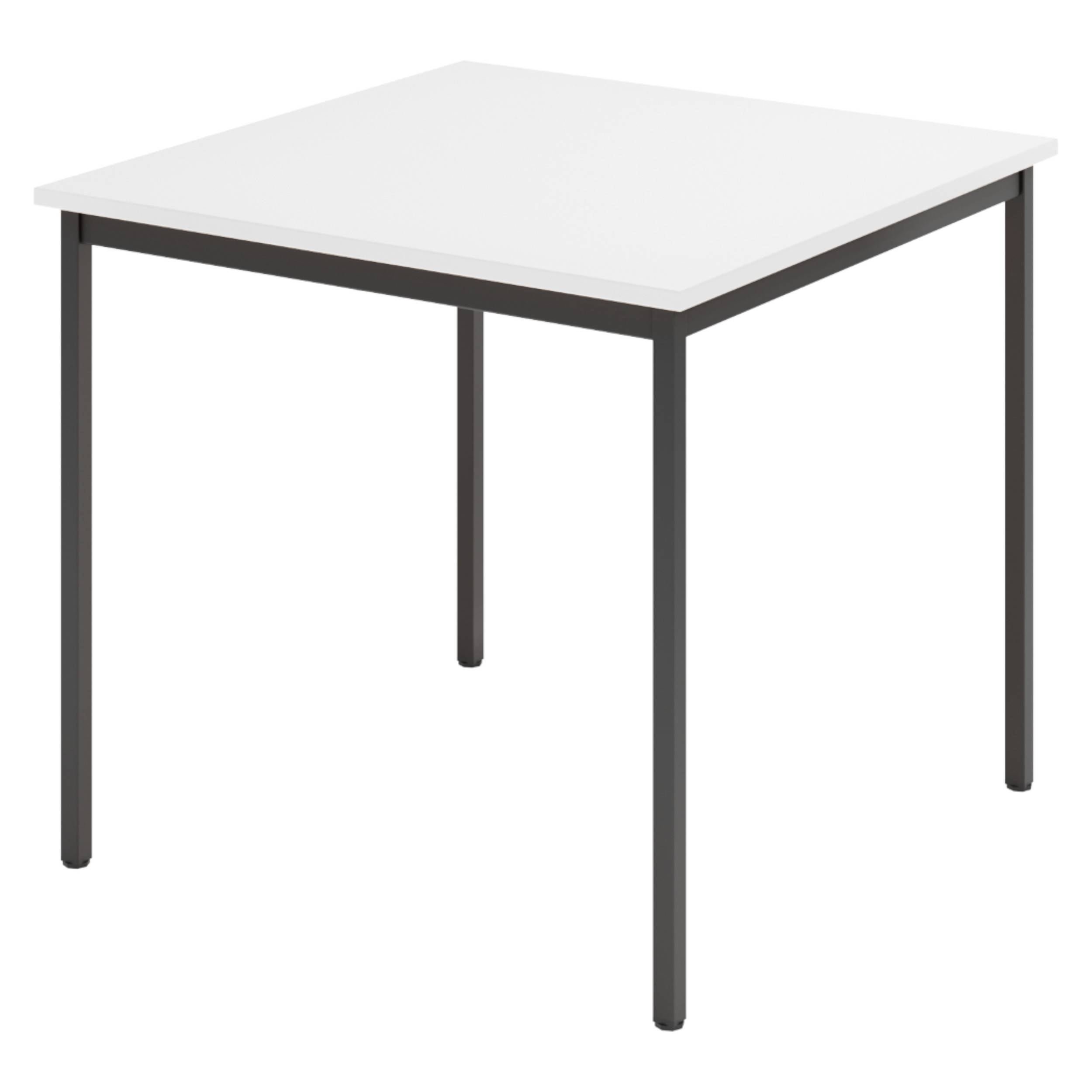 bümö Kantinentisch Serie-V - Größe: 80x80 cm, Optik: Weiß/Schwarz-0