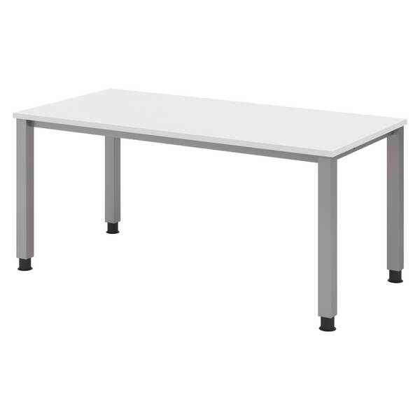 bümö Schreibtisch Serie-Q - Dekor: Weiß, Gestell: Silber, Größe:  160 x 80 cm