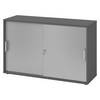 bümö Schiebetürenschrank office - 2 Ordnerhöhen - Griff: Chromgriff (Metall), Dekor: Graphit/Silber