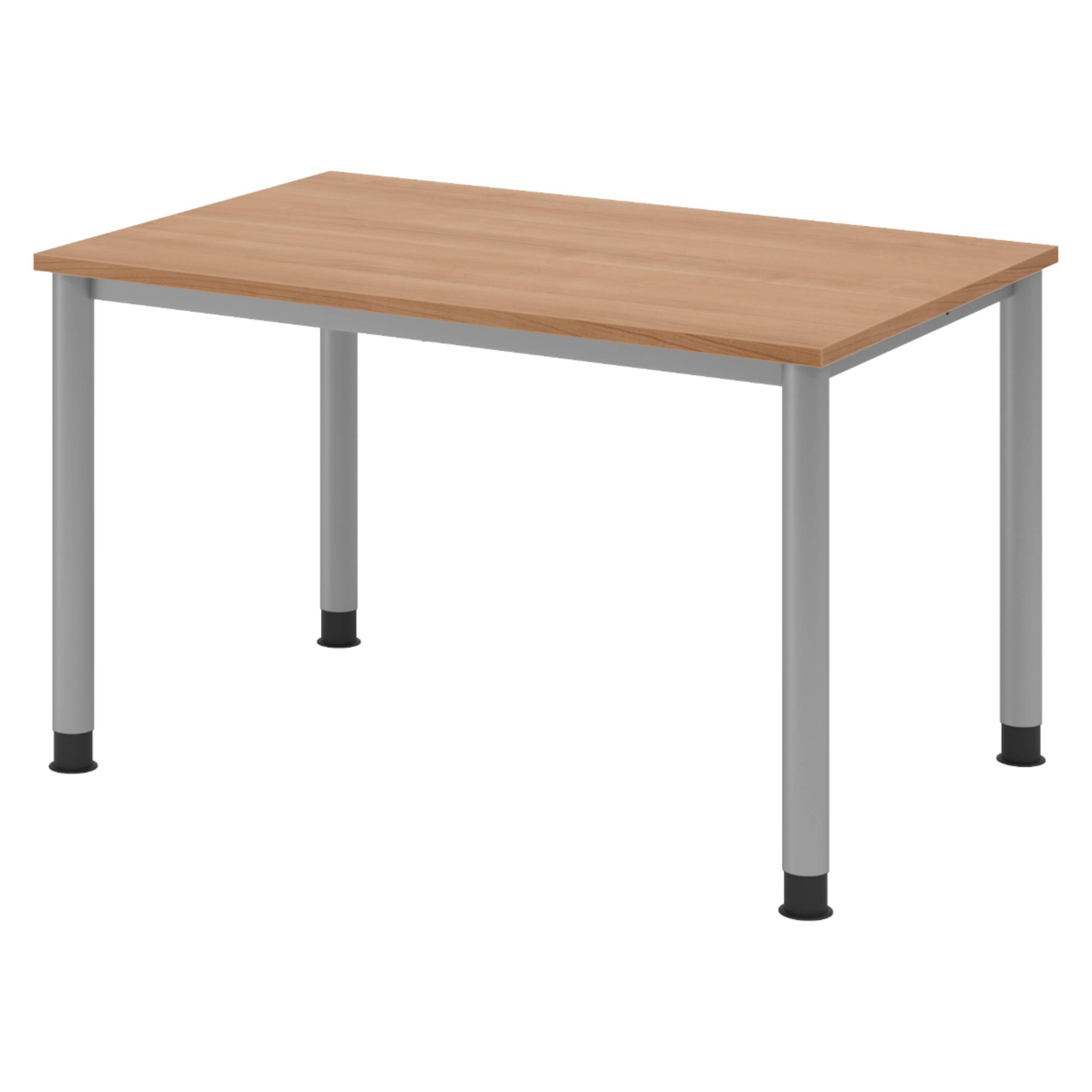bümö Schreibtisch Serie-H - Gestell: Silber, Größe: 120 x 80 cm, Dekor: Nussbaum-0