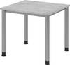 bümö Schreibtisch Serie-H Gestell: Silber - Größe: 80 x 80 cm, Dekor: Beton