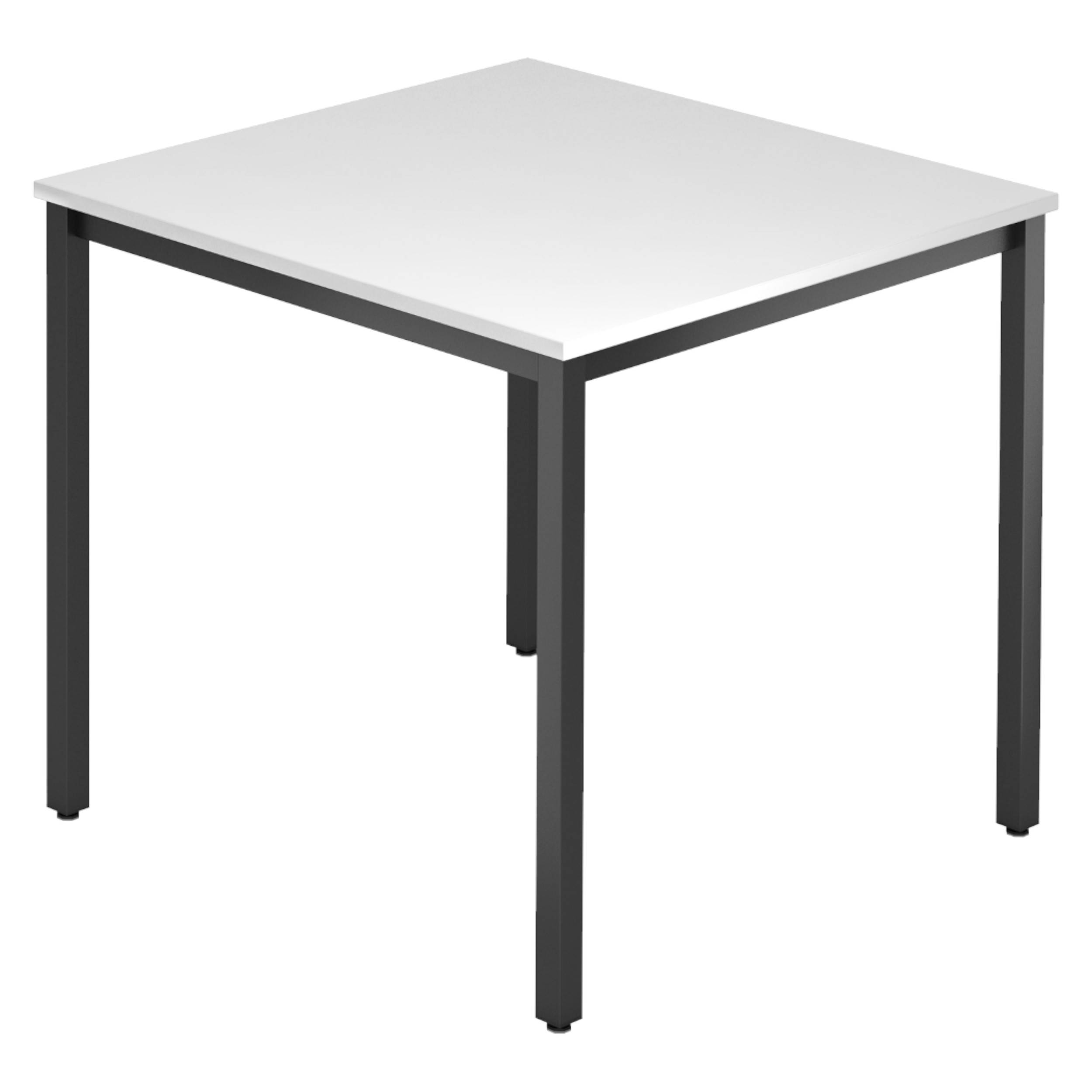 bümö Besprechungstisch Serie-D - Dekor: Weiß, Größe: 80x80 cm, tischfuss: Vierkantrohr schwarz-0