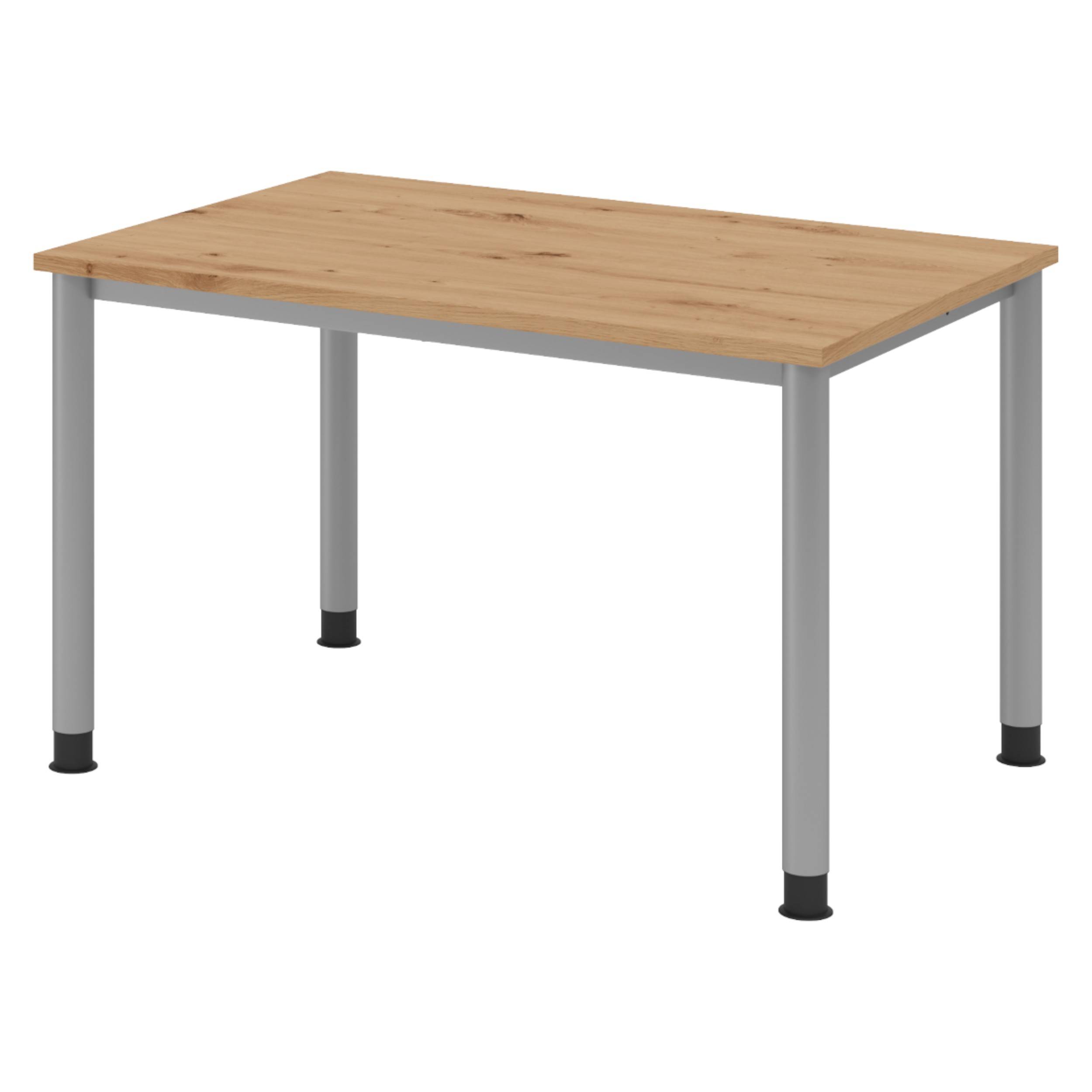 bümö Schreibtisch Serie-H - Gestell: Silber, Dekor: Asteiche, Größe: 120 x 80 cm-0