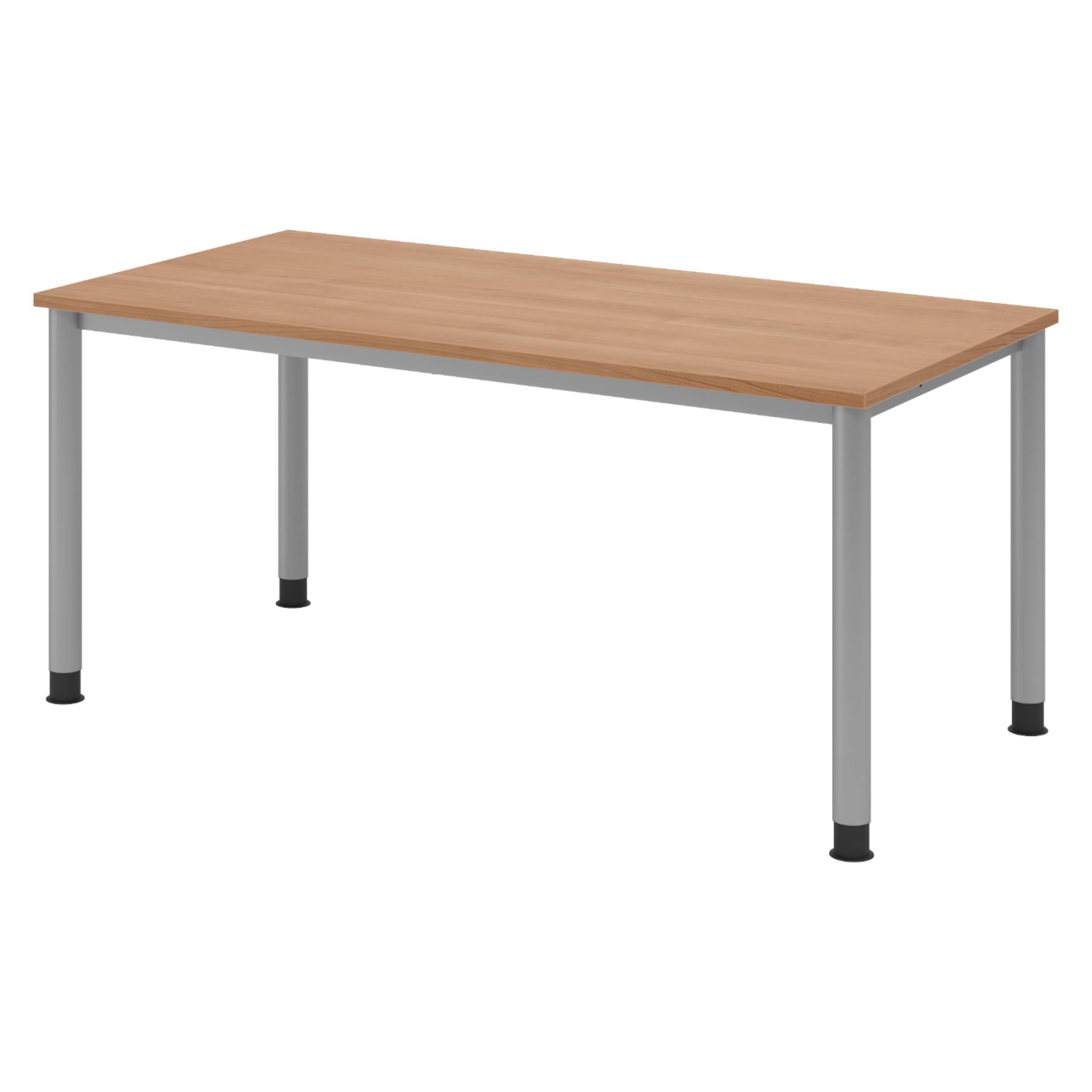 bümö Schreibtisch Serie-H - Gestell: Silber, Größe: 160 x 80 cm, Dekor: Nussbaum-0