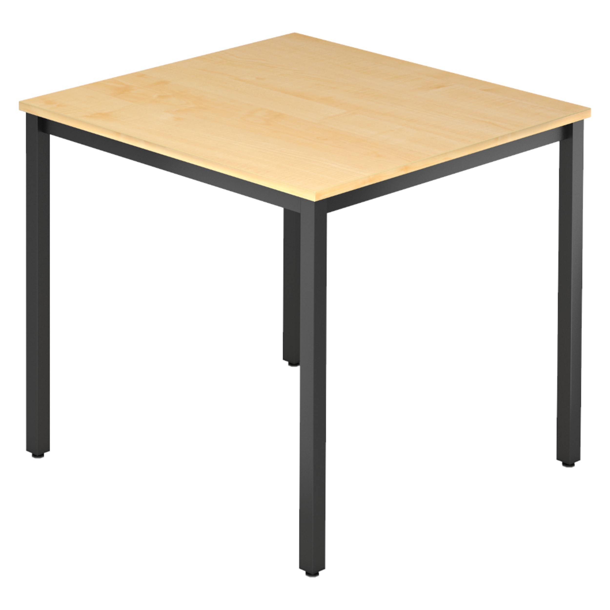bümö Besprechungstisch Serie-D - Dekor: Ahorn, Größe: 80x80 cm, tischfuss: Vierkantrohr schwarz-0