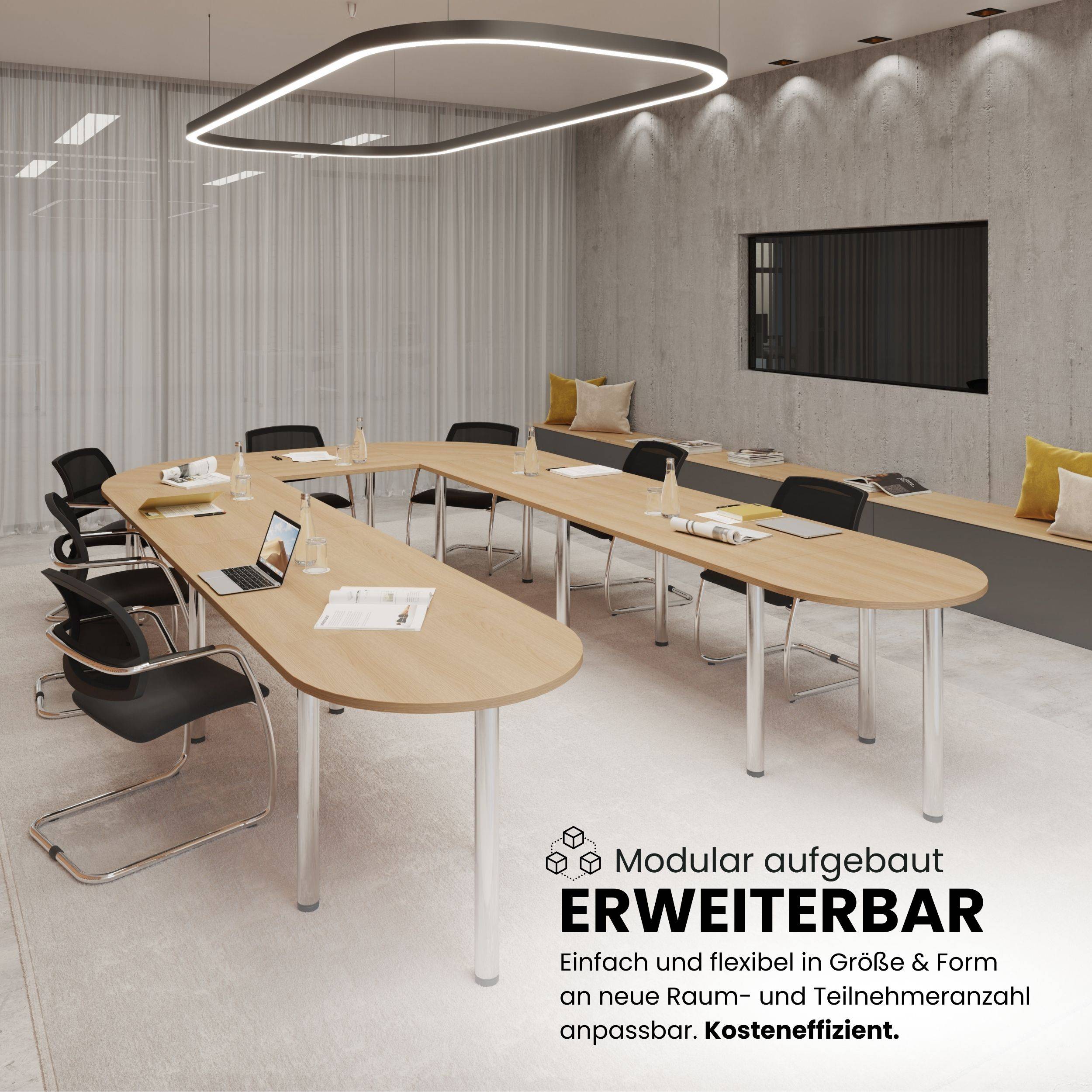 bümö Konferenztisch-Sets Serie-K - Dekor: Eiche, Größe: Set K6 | 380x240 cm-4